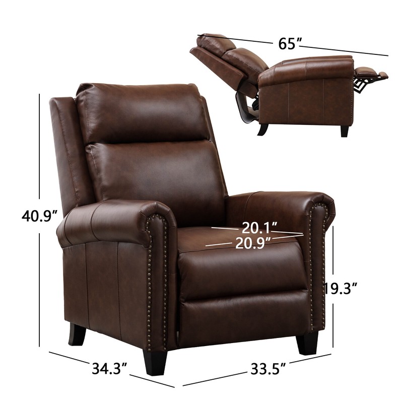 Natchez 33.5'' Wide Genuine Leather Manual Ergonomic Recliner