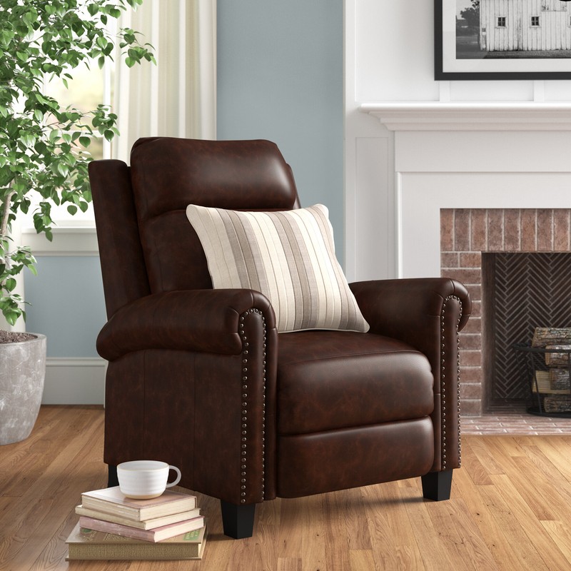Natchez 33.5'' Wide Genuine Leather Manual Ergonomic Recliner