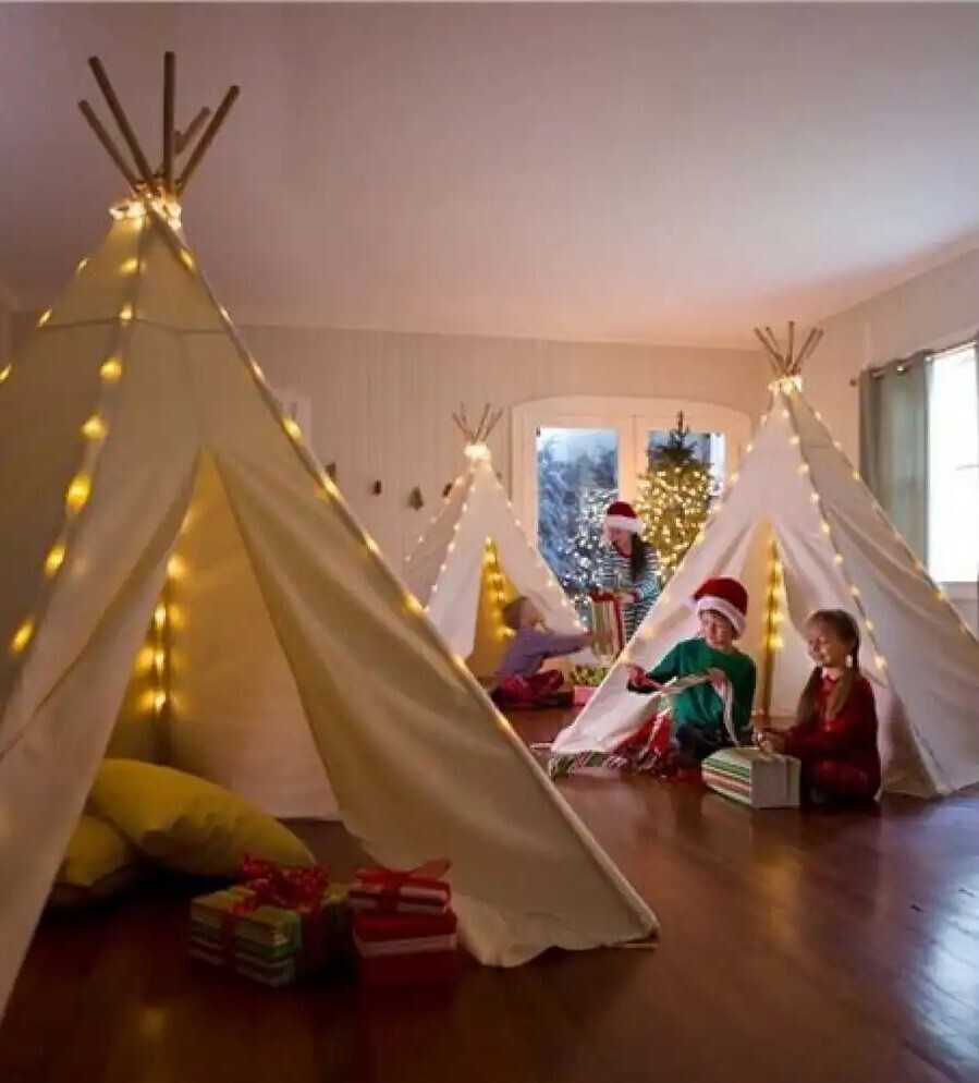 Natural Cotton Canvas Teepee Tent for Kids Indoor & Outdoor Use 
