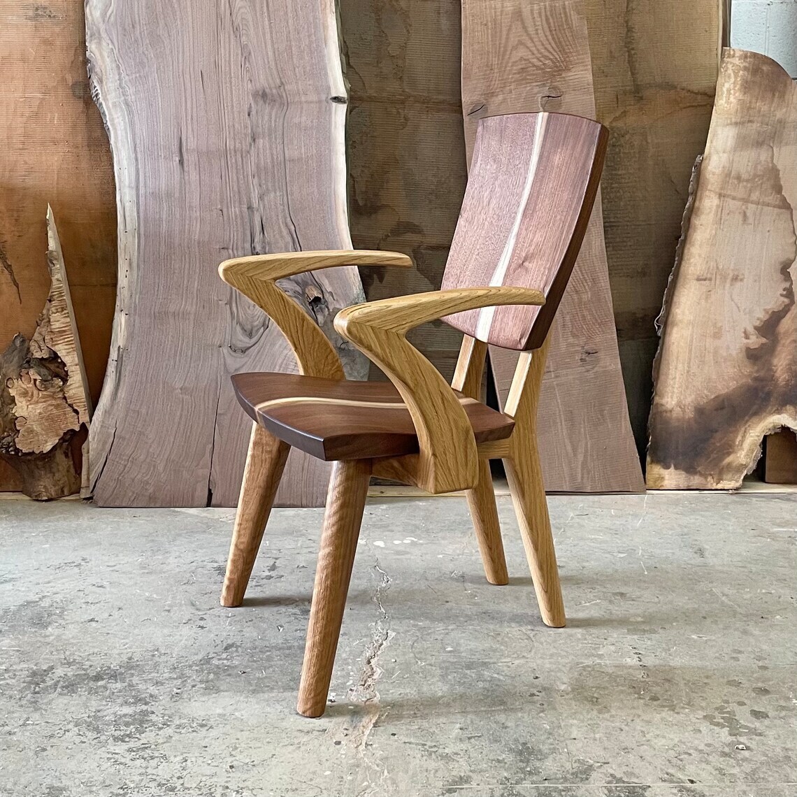 Natural wood captains dining chair 