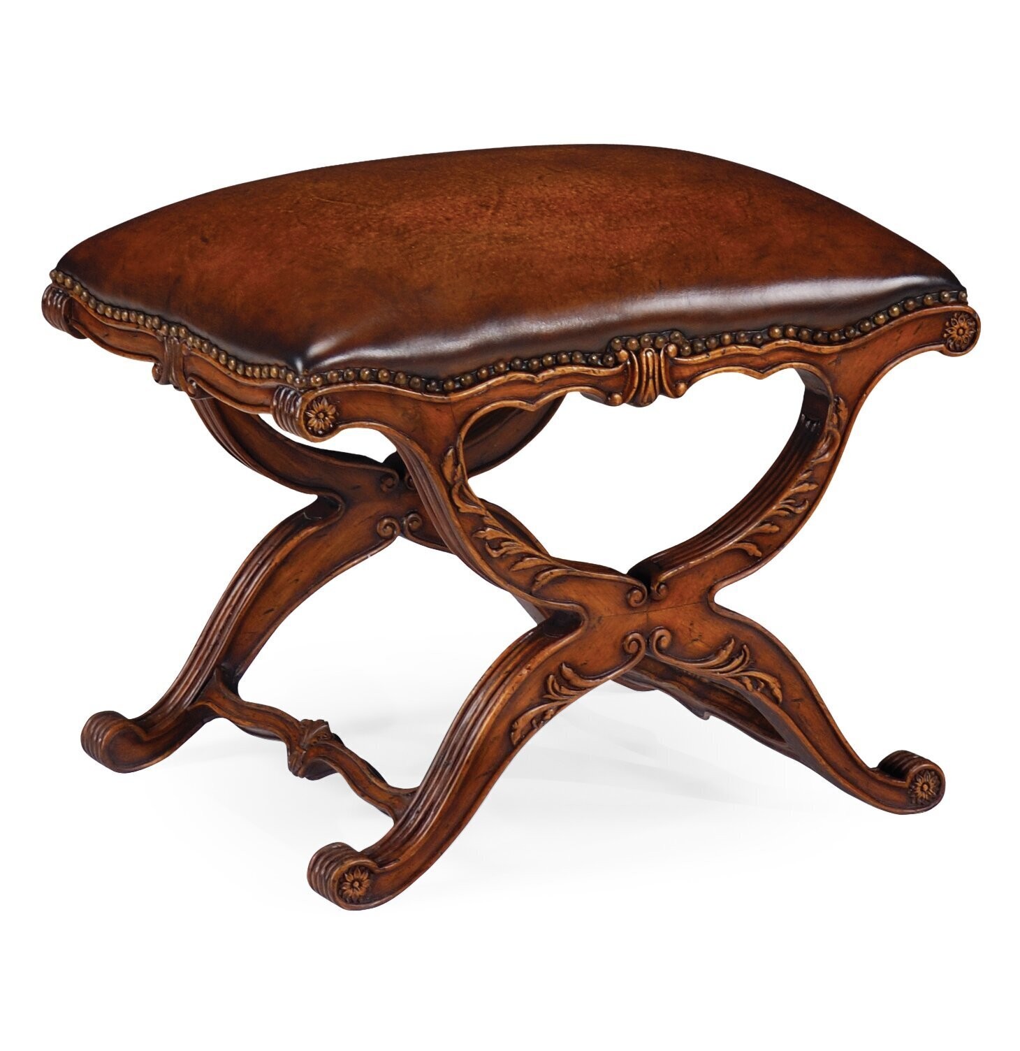 Neo classical Leather Antique Piano Stool