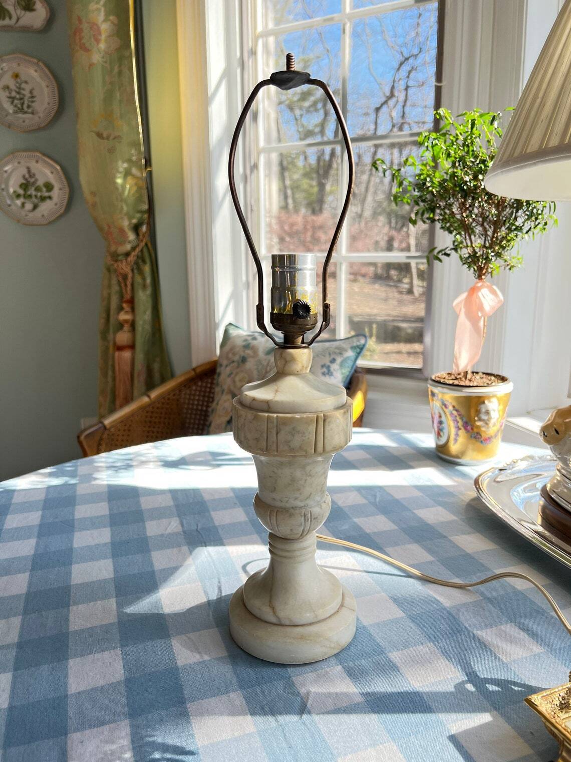 Neoclassical Vintage Italian Marble Table Lamp