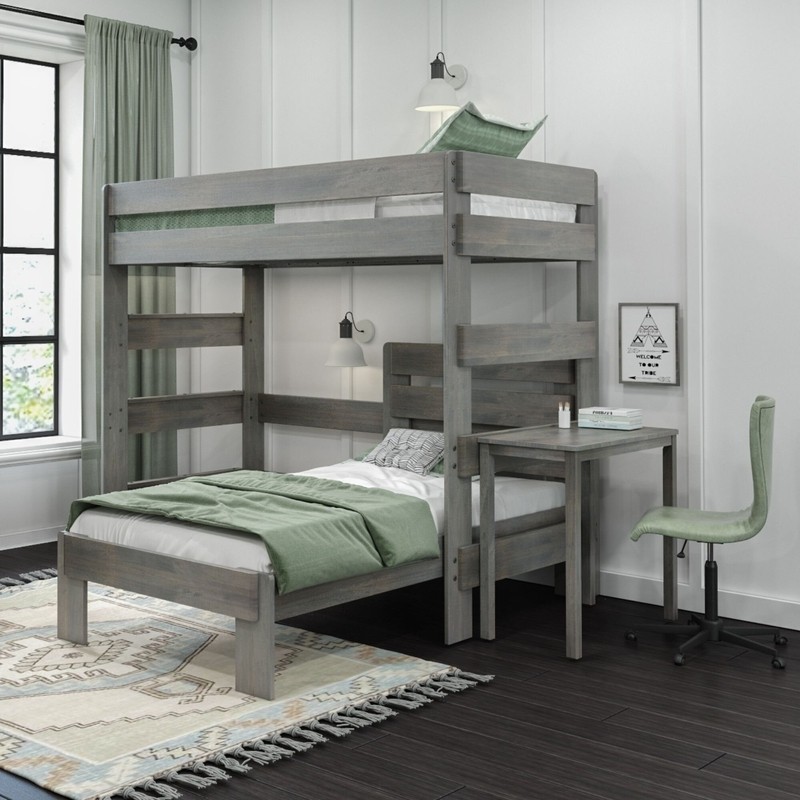 Nessa Solid Wood L-Shaped Bunk Beds with Built-in-Desk by Sand & Stable™ Baby & Kids