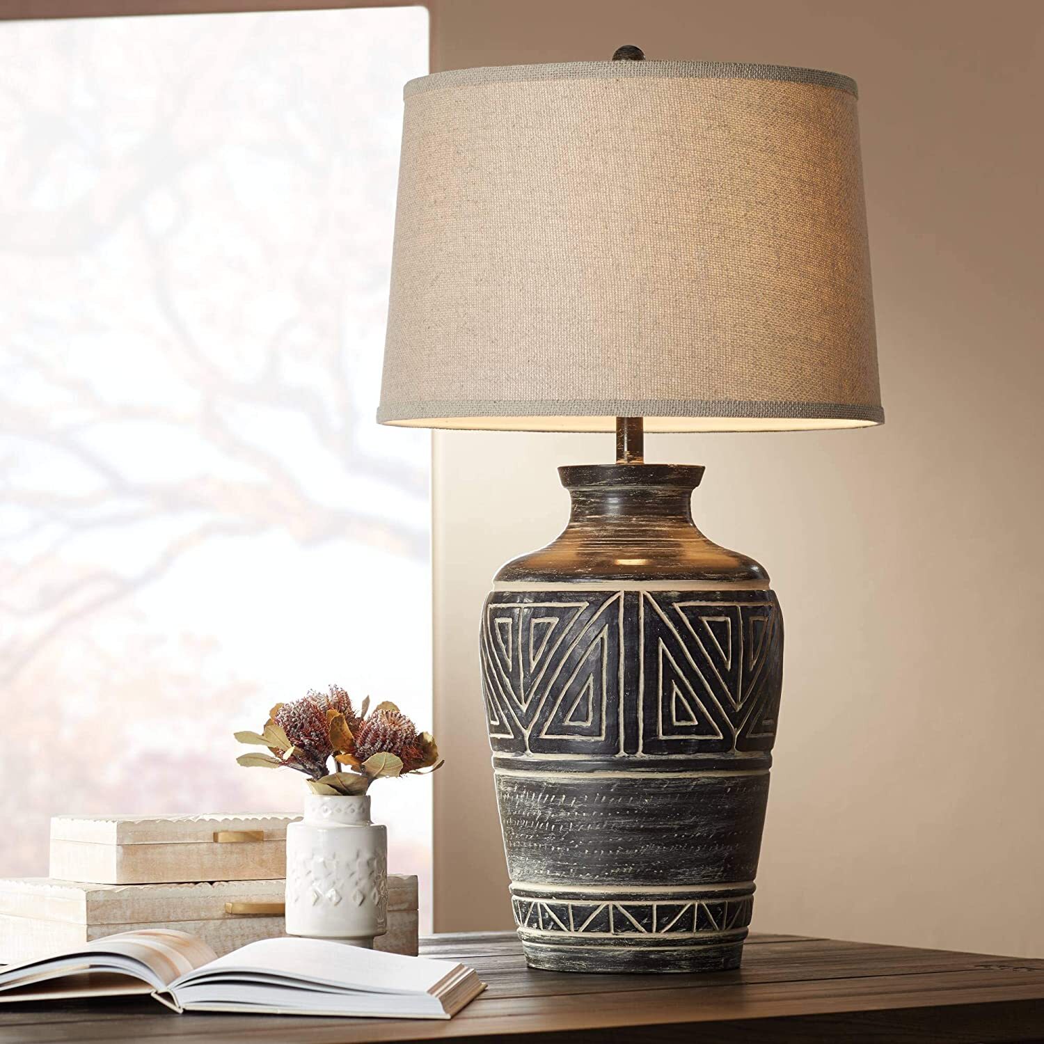 Neutral southwest lamp shades for ornate lamps