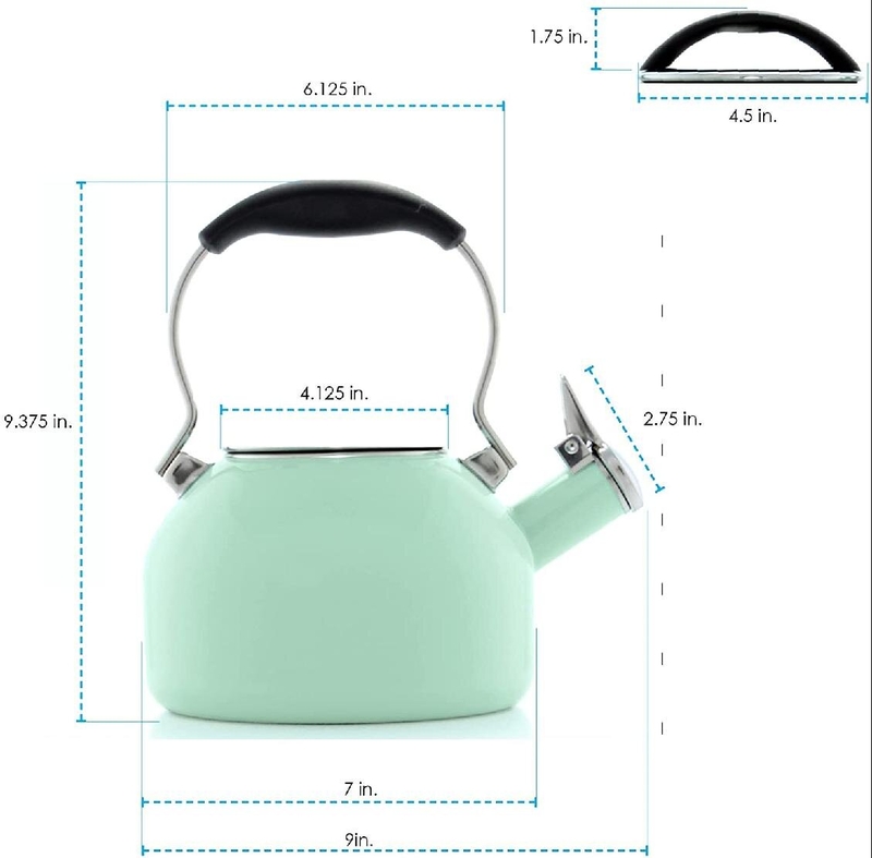 newdatatrade 1.5 qt Enamelware Whistling Stovetop Kettle