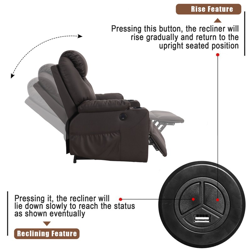 Njomza 30.7'' Wide Faux Leather Power Lift Assist Recliner with Massager