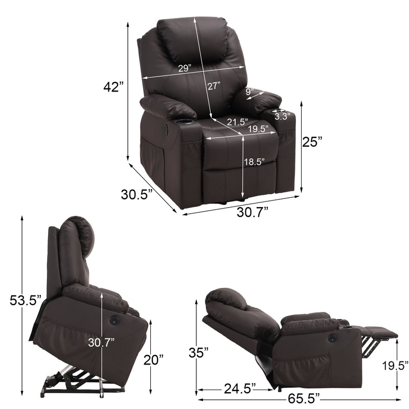 Njomza 30.7'' Wide Faux Leather Power Lift Assist Recliner with Massager