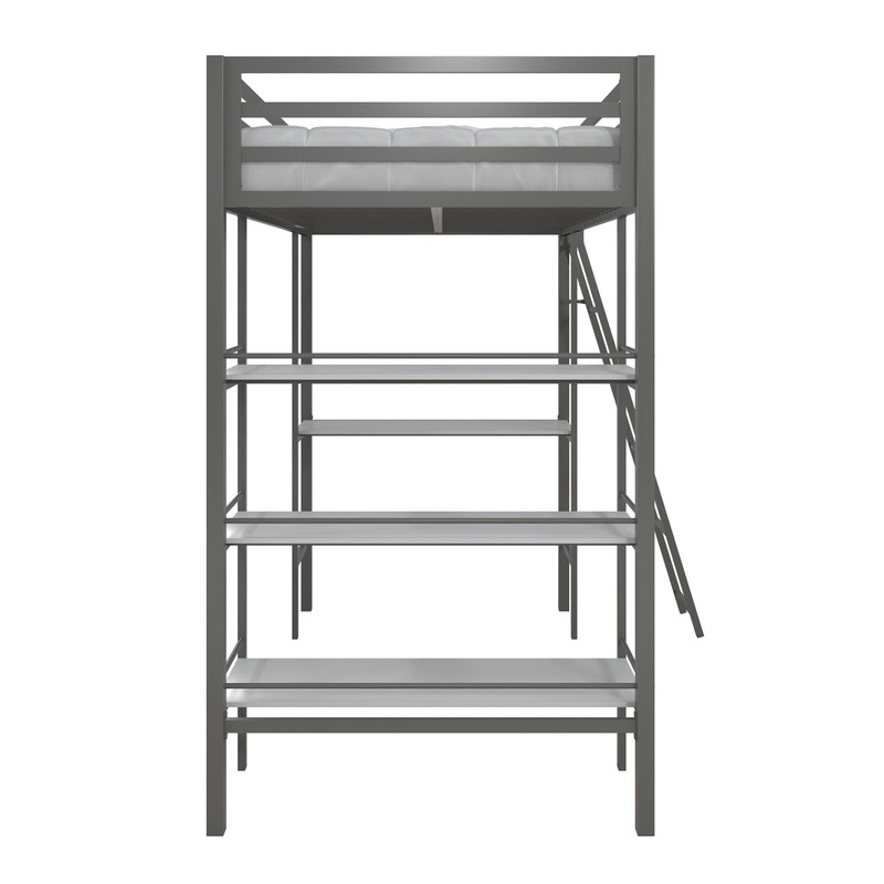 Nova Twin Metal Platform Loft Bed with Built-in-Desk by Little Seeds