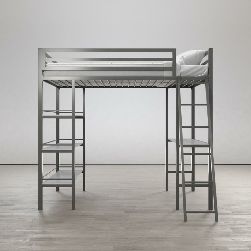 Nova Twin Metal Platform Loft Bed with Built-in-Desk by Little Seeds