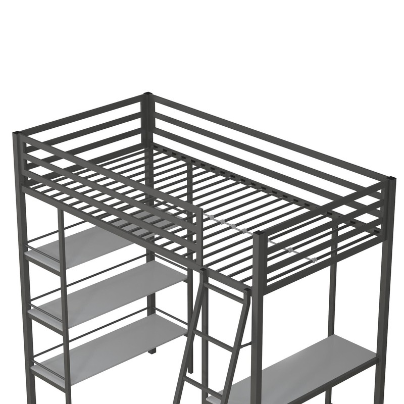 Nova Twin Metal Platform Loft Bed with Built-in-Desk by Little Seeds