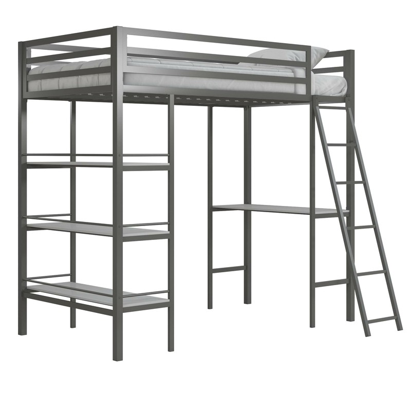 Nova Twin Metal Platform Loft Bed with Built-in-Desk by Little Seeds