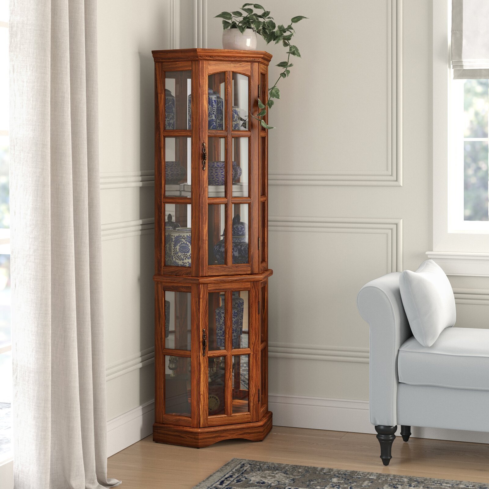 Oak Wood Curio Cabinet