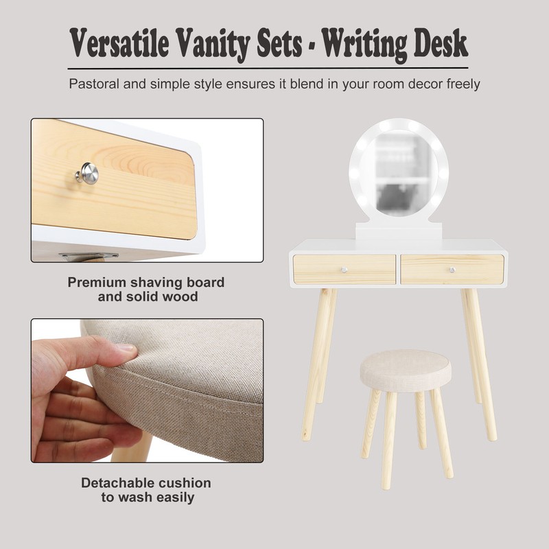 Olivar Vanity Set with Stool and Mirror