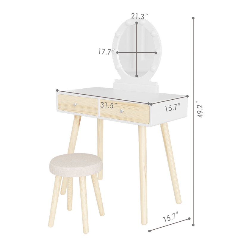 Olivar Vanity Set with Stool and Mirror