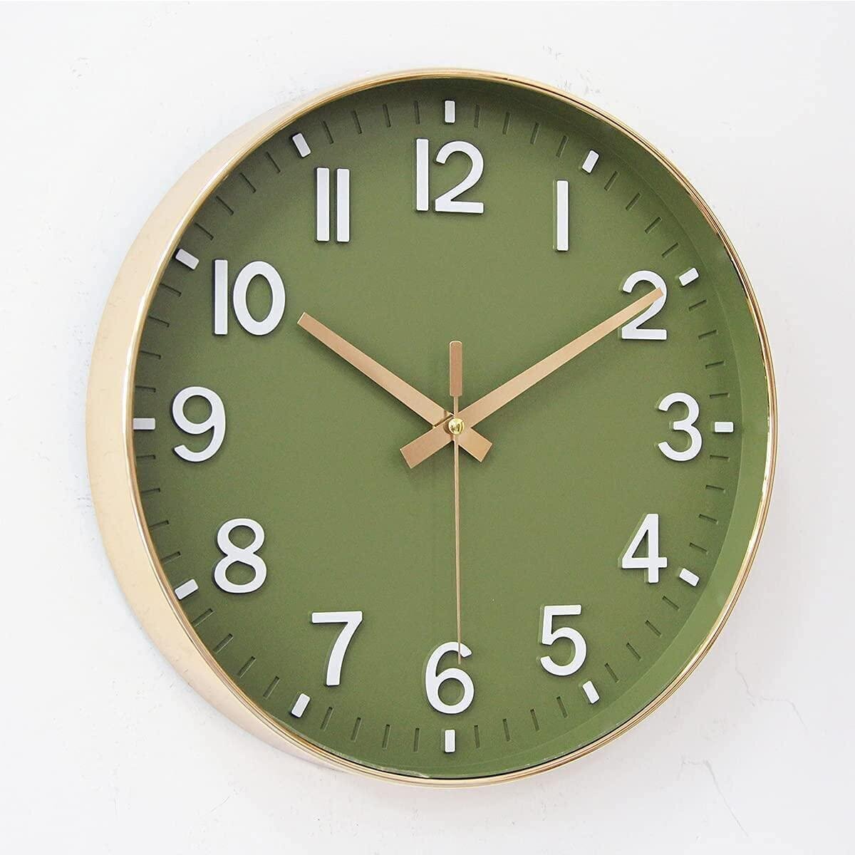 Olive green contemporary wall clock 