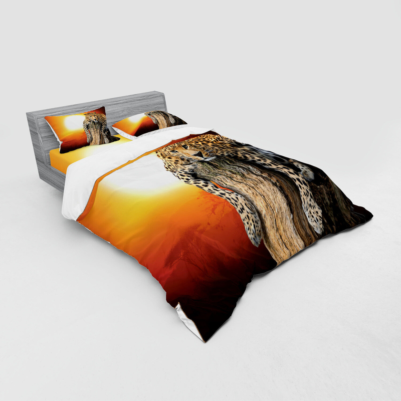 Orange/Brown Microfiber Modern & Contemporary Duvet Cover Set