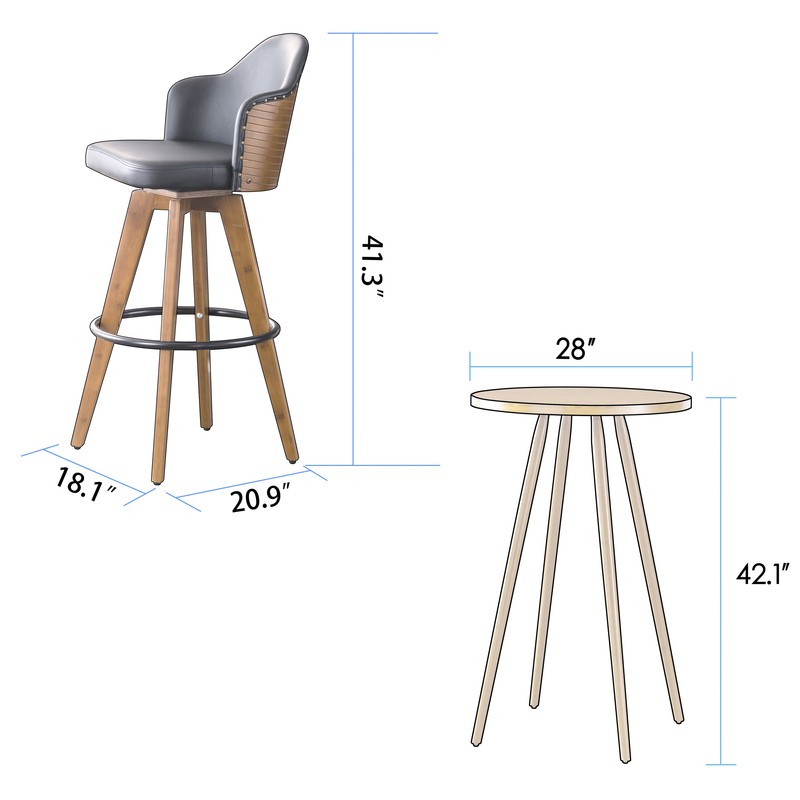 Orchard Hill 2 - Person Bar Height Solid Wood Dining Set