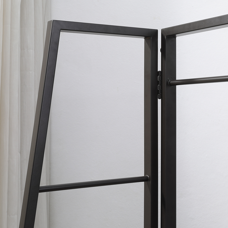 Osbourne 54.63'' Wide Freestanding Coat Rack with Mirror in Black