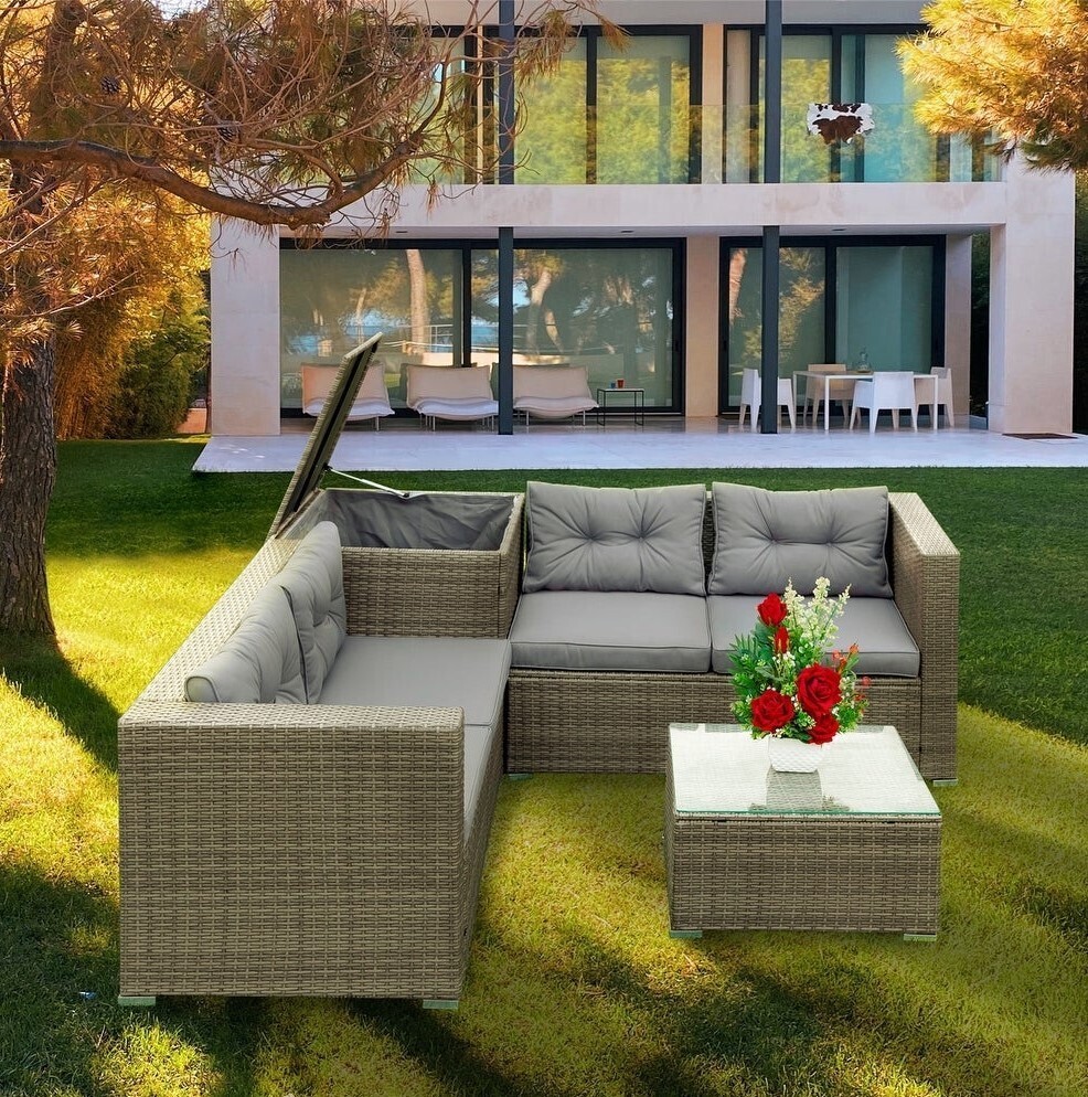 Outdoor L Shaped Couch With Storage Box 
