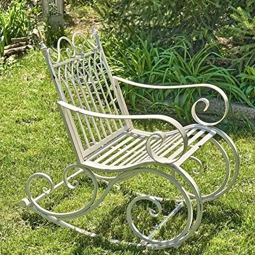 Outdoor Metal Rocking Arm Chair/Bench (Arm Chair, Antique White)