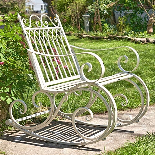 Outdoor Metal Rocking Arm Chair/Bench (Arm Chair, Antique White)