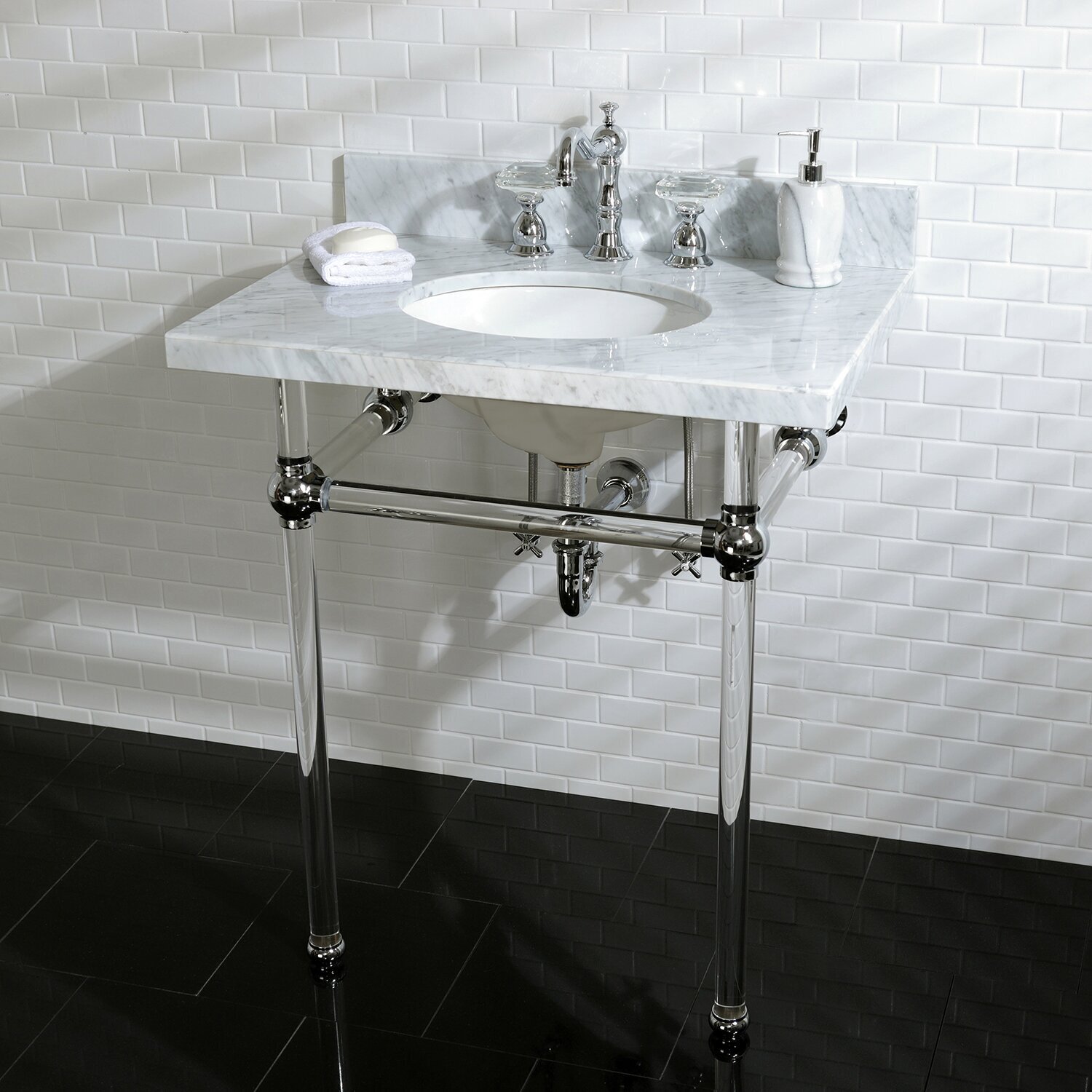 Oval Bathroom Vanity with Metal Legs
