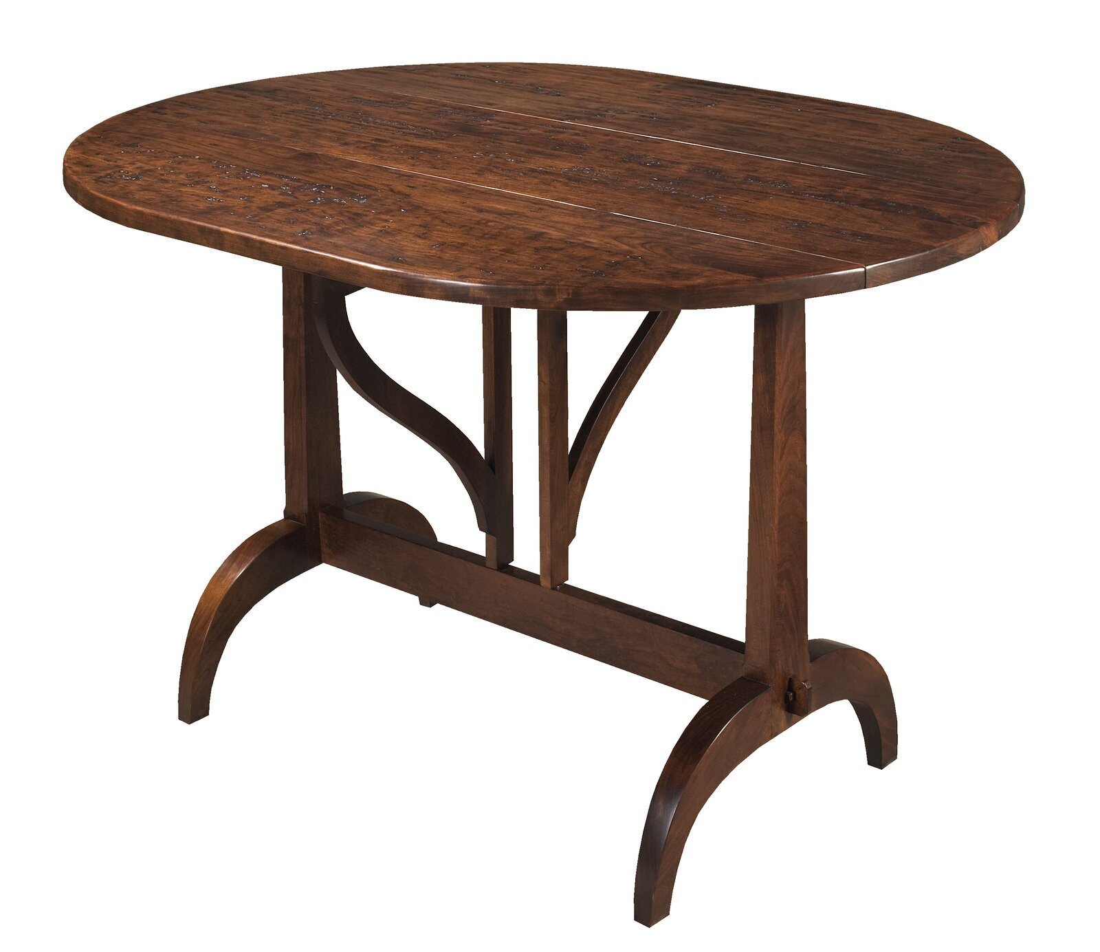 Oval folding table in a dark wood finish