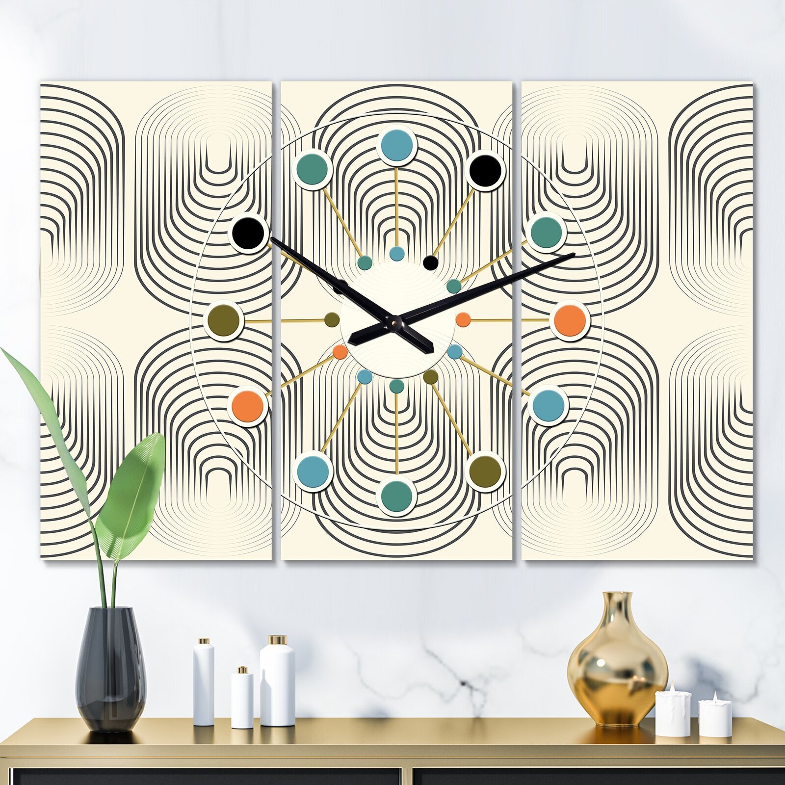 Oversized Geometric Patterned Wall Clock 