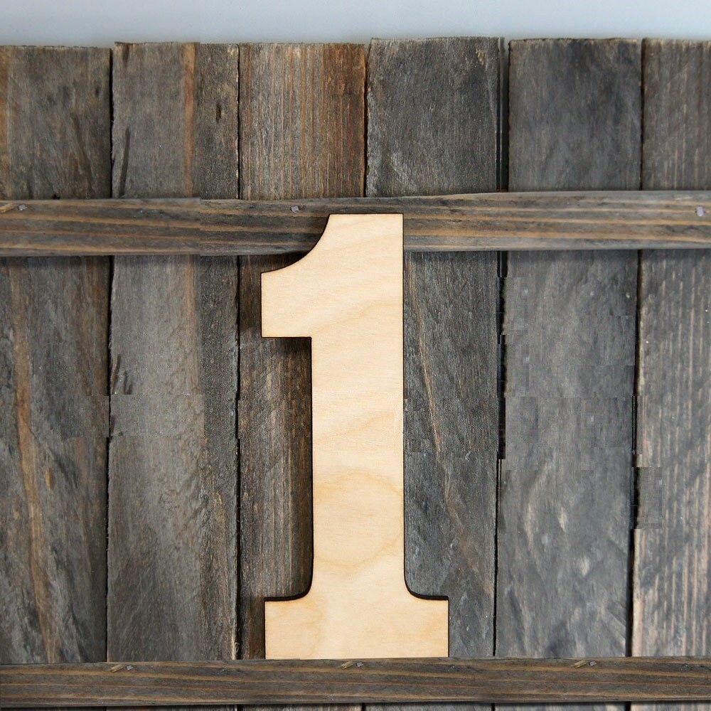 Oversized house numbers made of wood