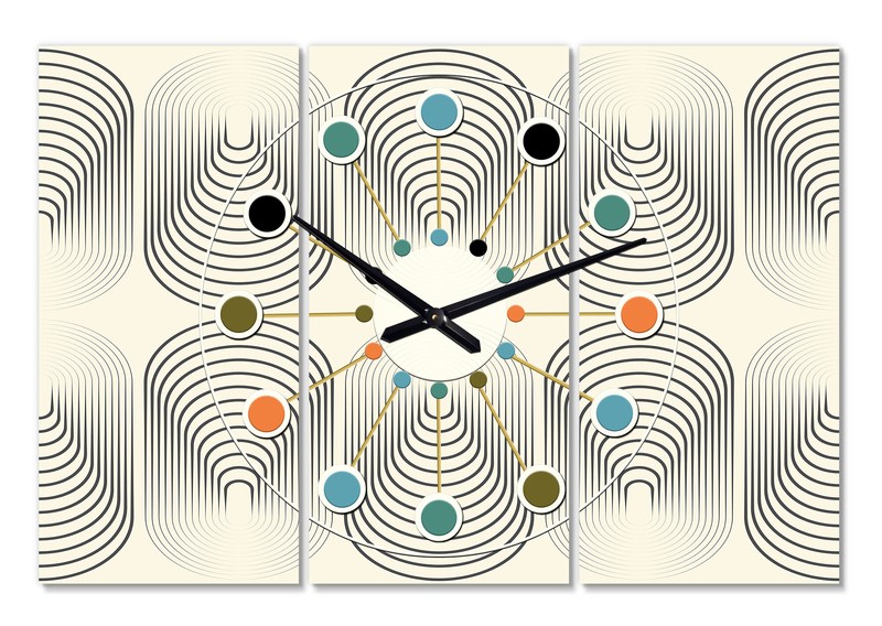 Oversized Monochrome Geometric X Mid-Century Wall Clock
