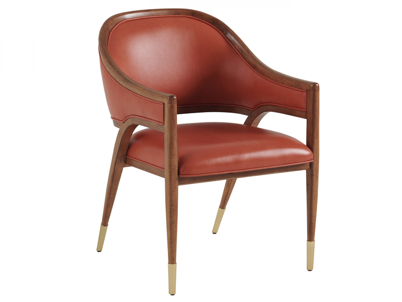 Palm Desert Leather Upholstered Arm Chair in Orange