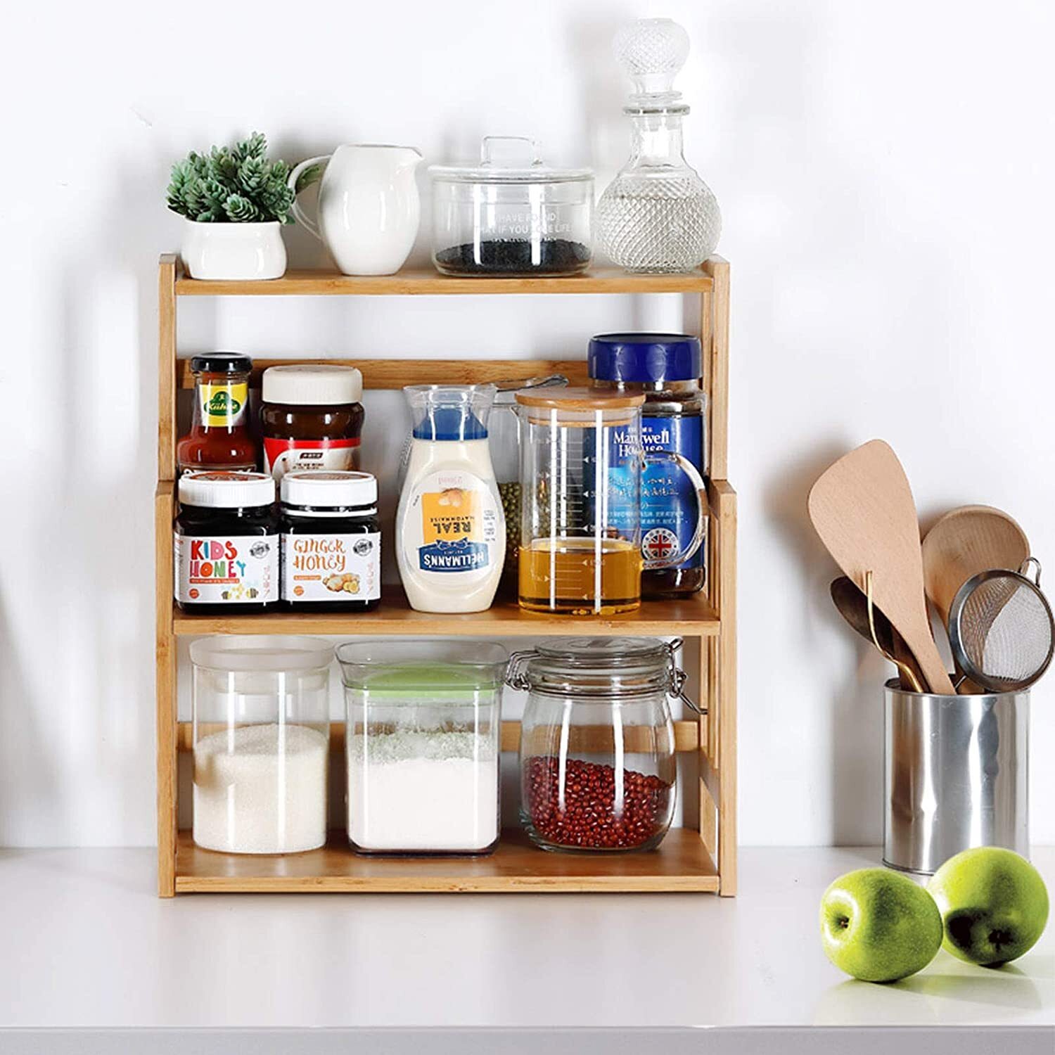 Pantry style countertop shelf 