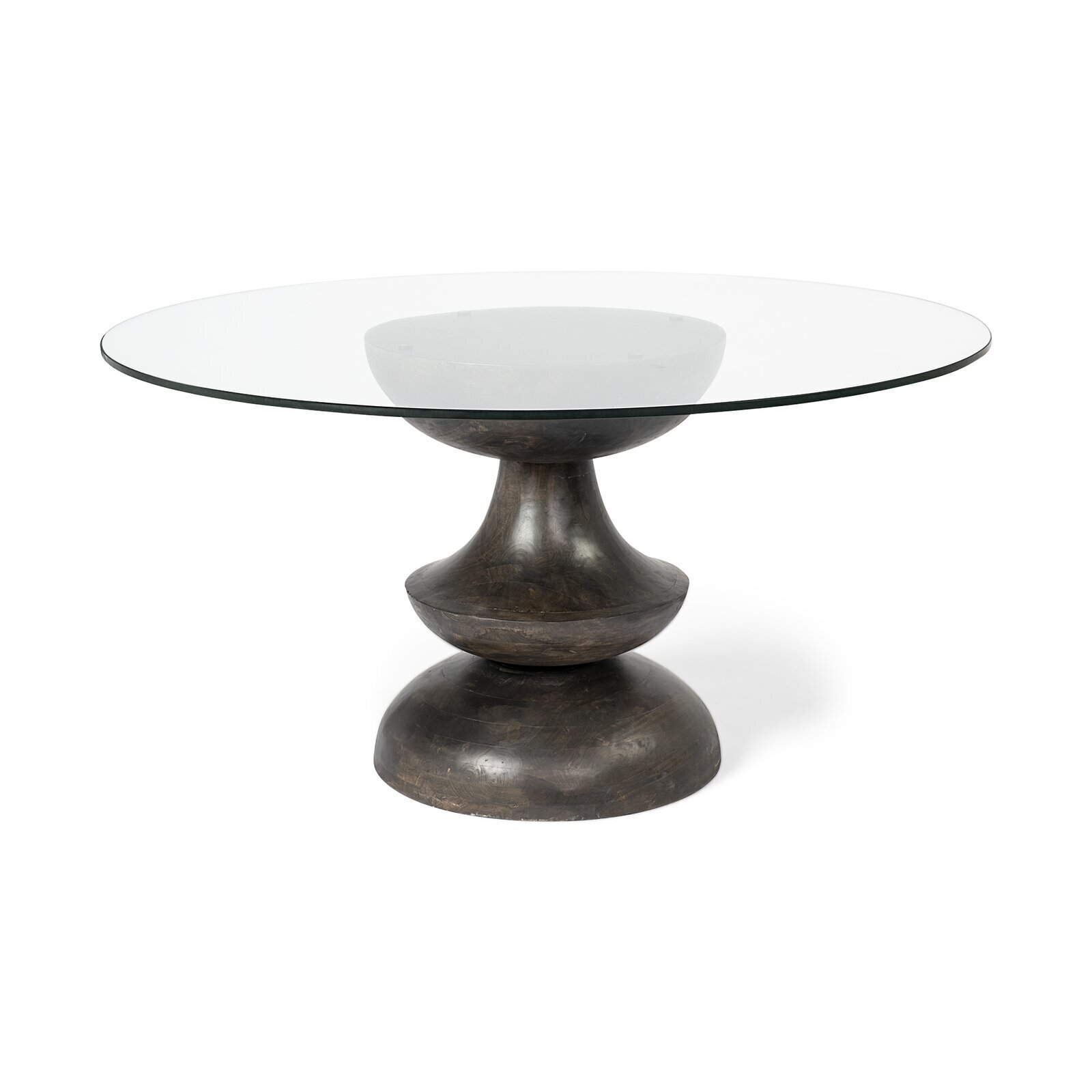 Pedestal Oval Glass Dining Table 