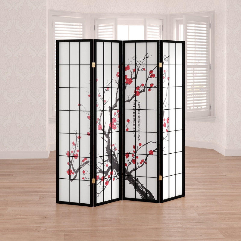 Perley 4 - Panel Solid Wood Folding Room Divider