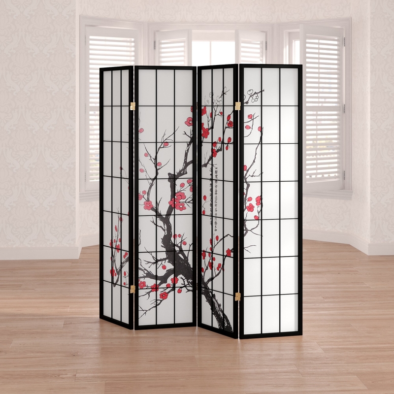 Perley 4 - Panel Solid Wood Folding Room Divider