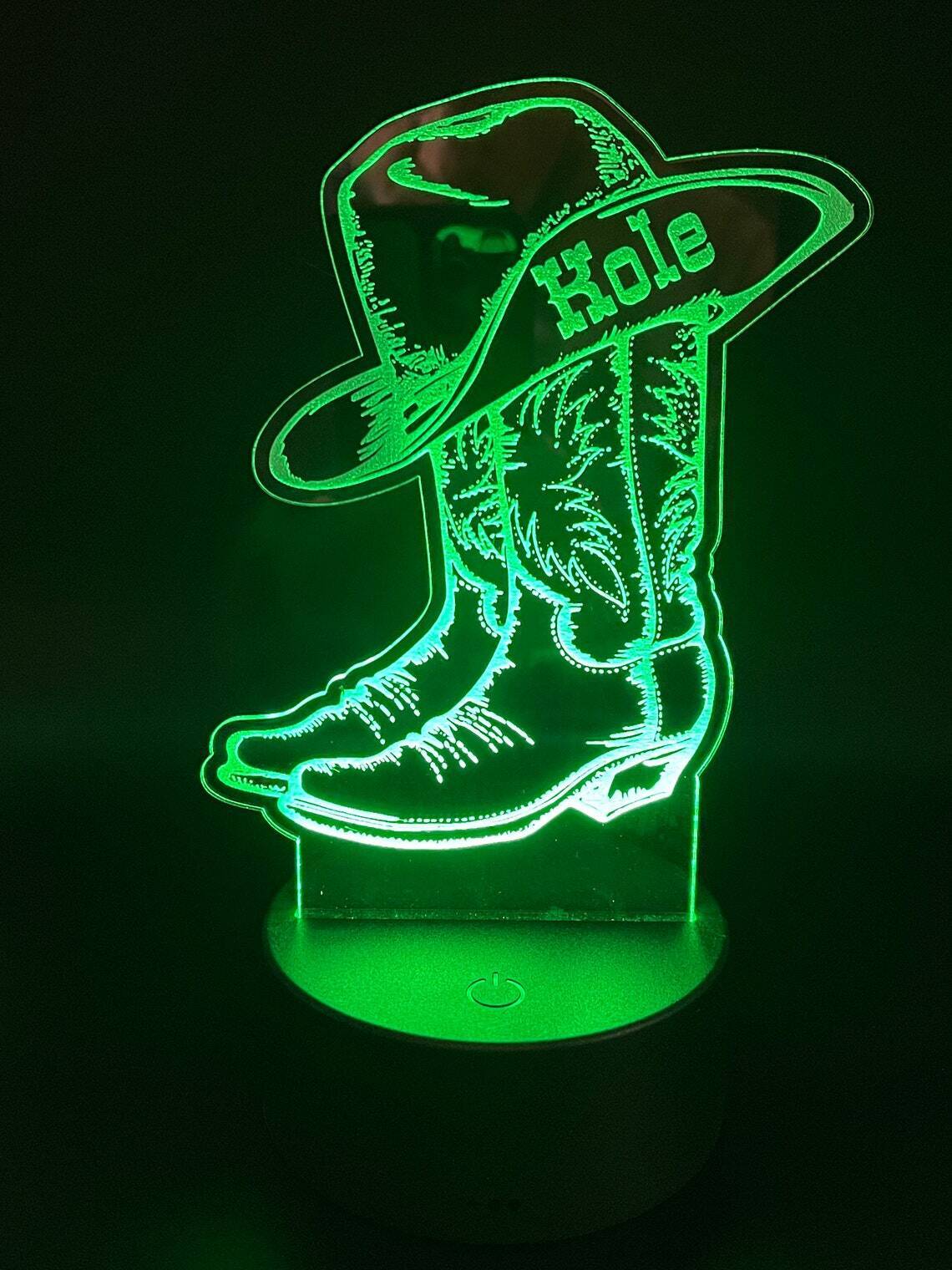 Personalized LED cowboy boot night light 