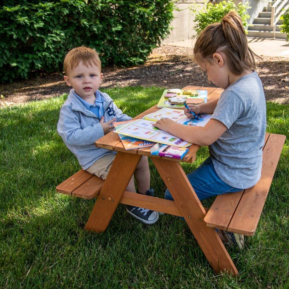 Picnic table style kids bench wood