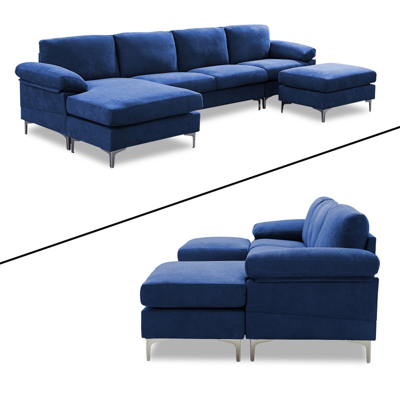 Pioche 131" Wide Symmetrical Sofa & Chaise with Ottoman