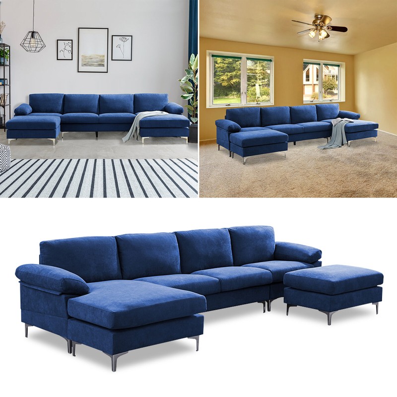 Pioche 131" Wide Symmetrical Sofa & Chaise with Ottoman