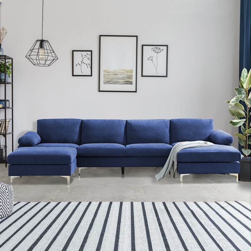 Pioche 131" Wide Symmetrical Sofa & Chaise with Ottoman
