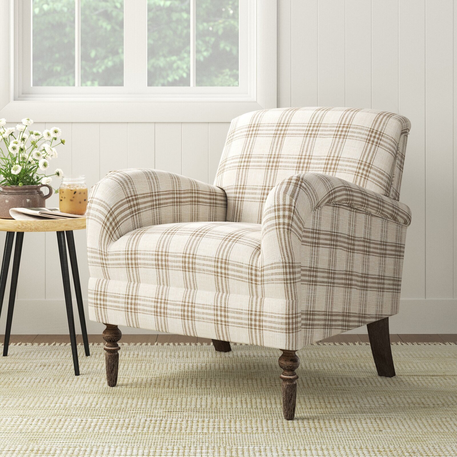 Plaid Patterned Armchair