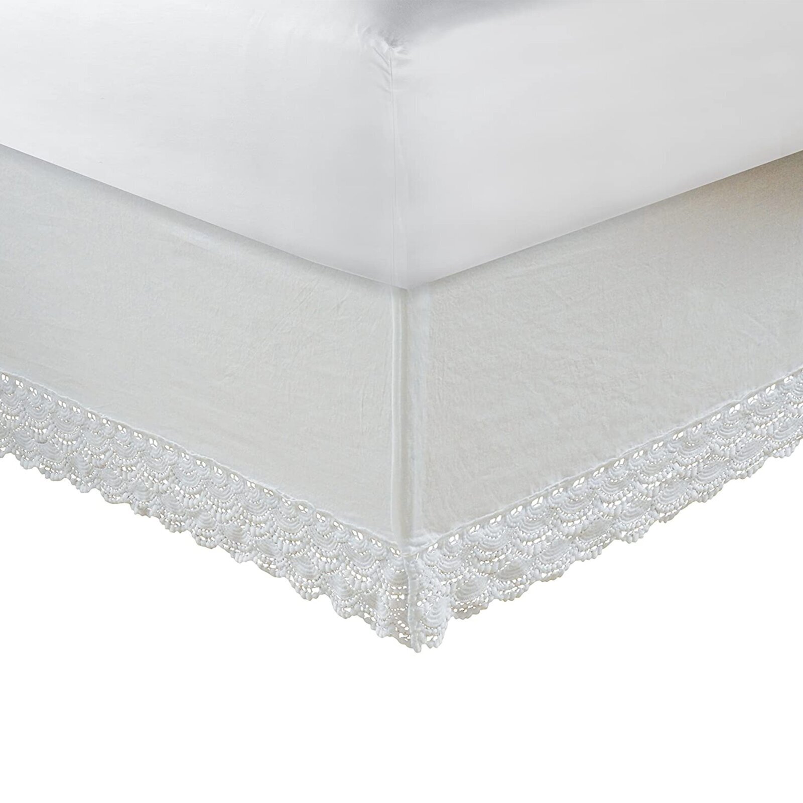 Polyester & cotton crochet lace bed skirt