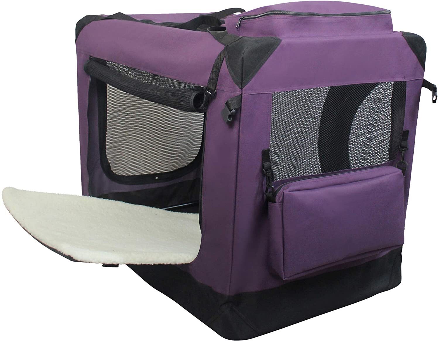 Portable purple pet carrier
