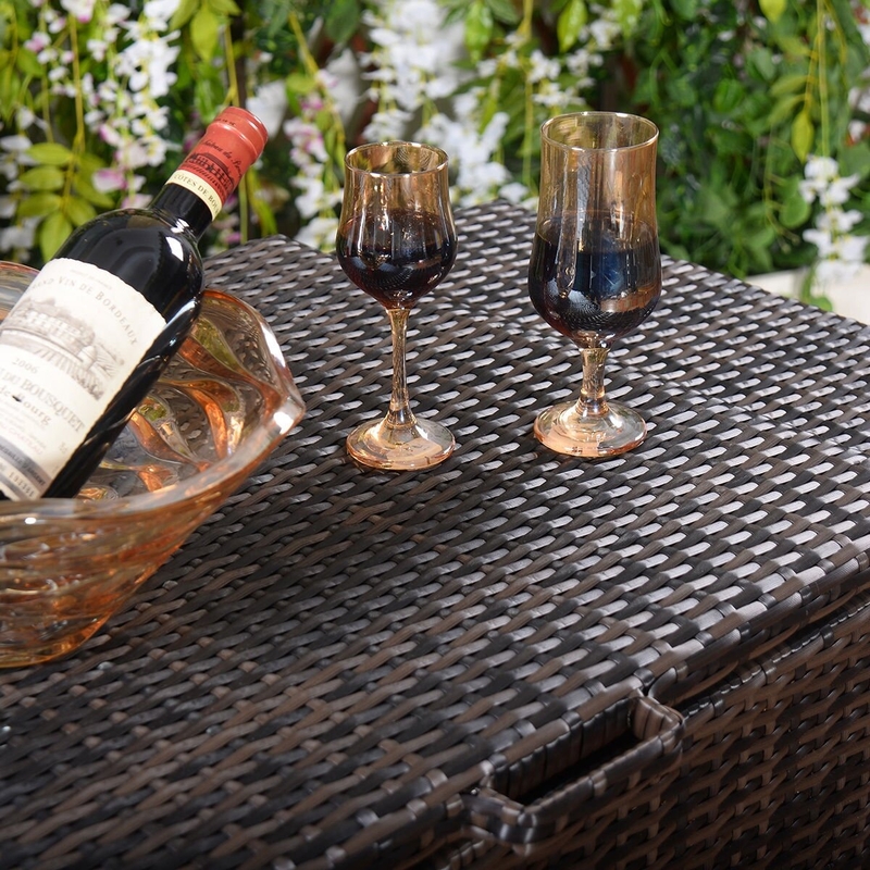 Portable Rattan Cooler Bar Serving Cart