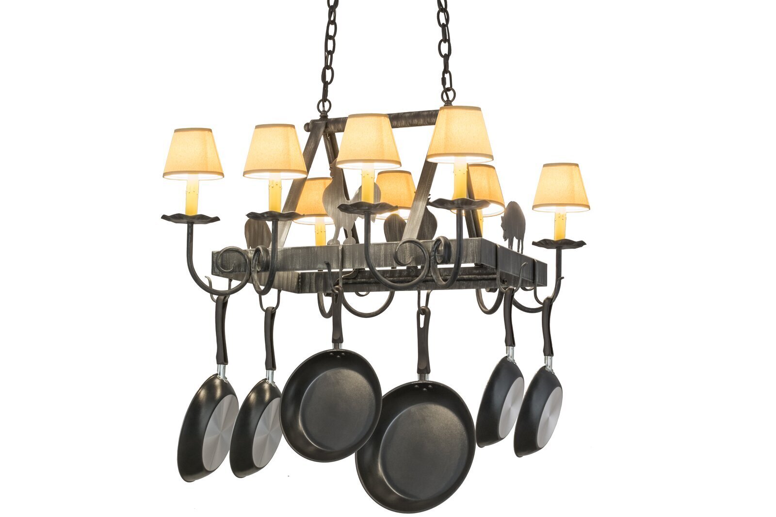 Pot Rack with Classic Lamps