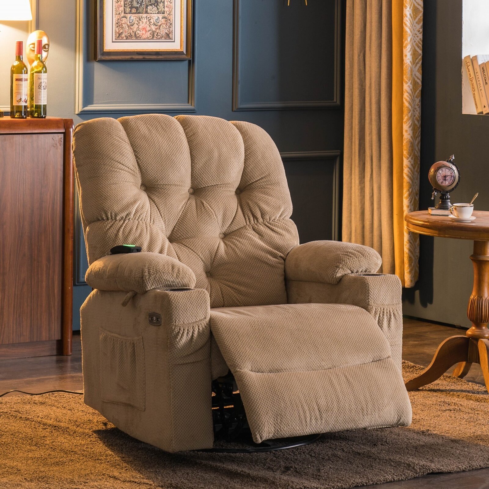 Power Rocker Recliner Chair With Cup Holder