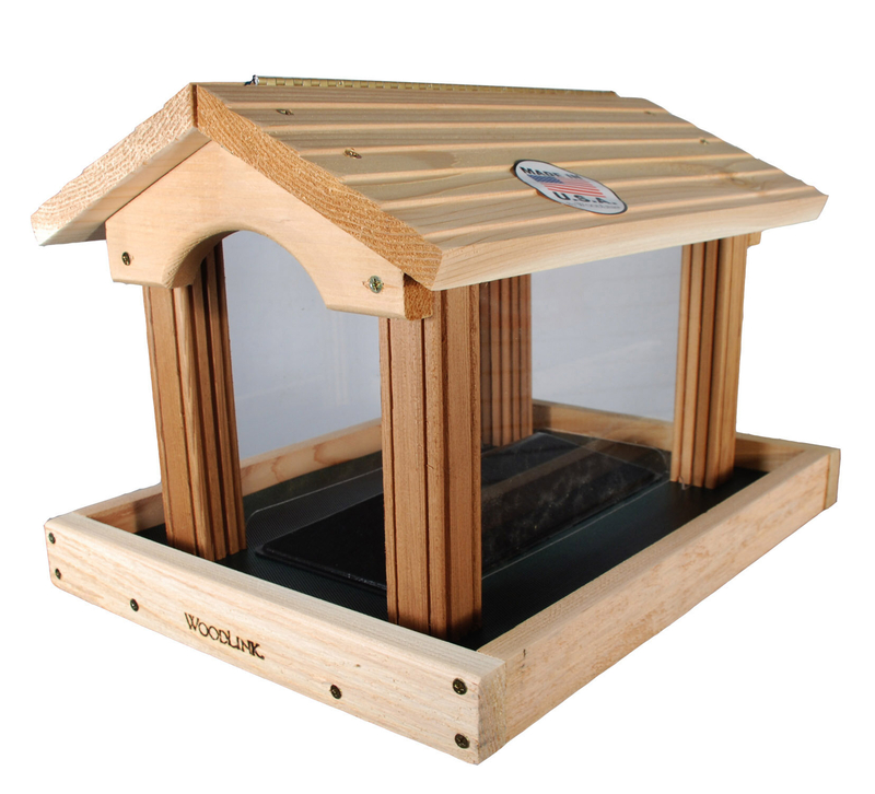 Traditional Wooden Bird Table Green roofed Free Standing Bird Feeding Station * 