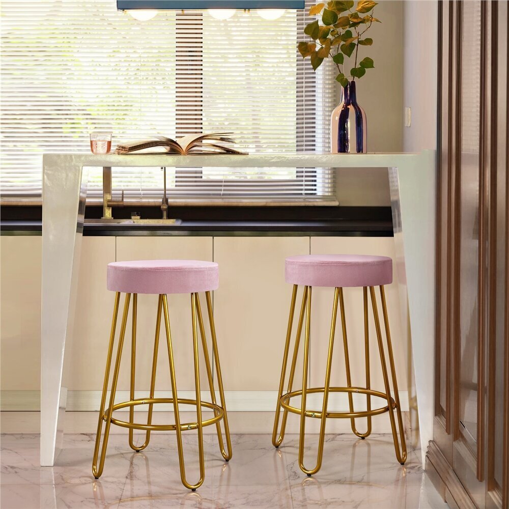 Pretty Perfect in Understated Backless Pink Bar Stools