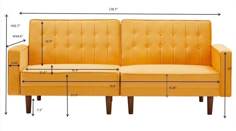 Prisha 78.7'' Recessed Arm Sofa Bed