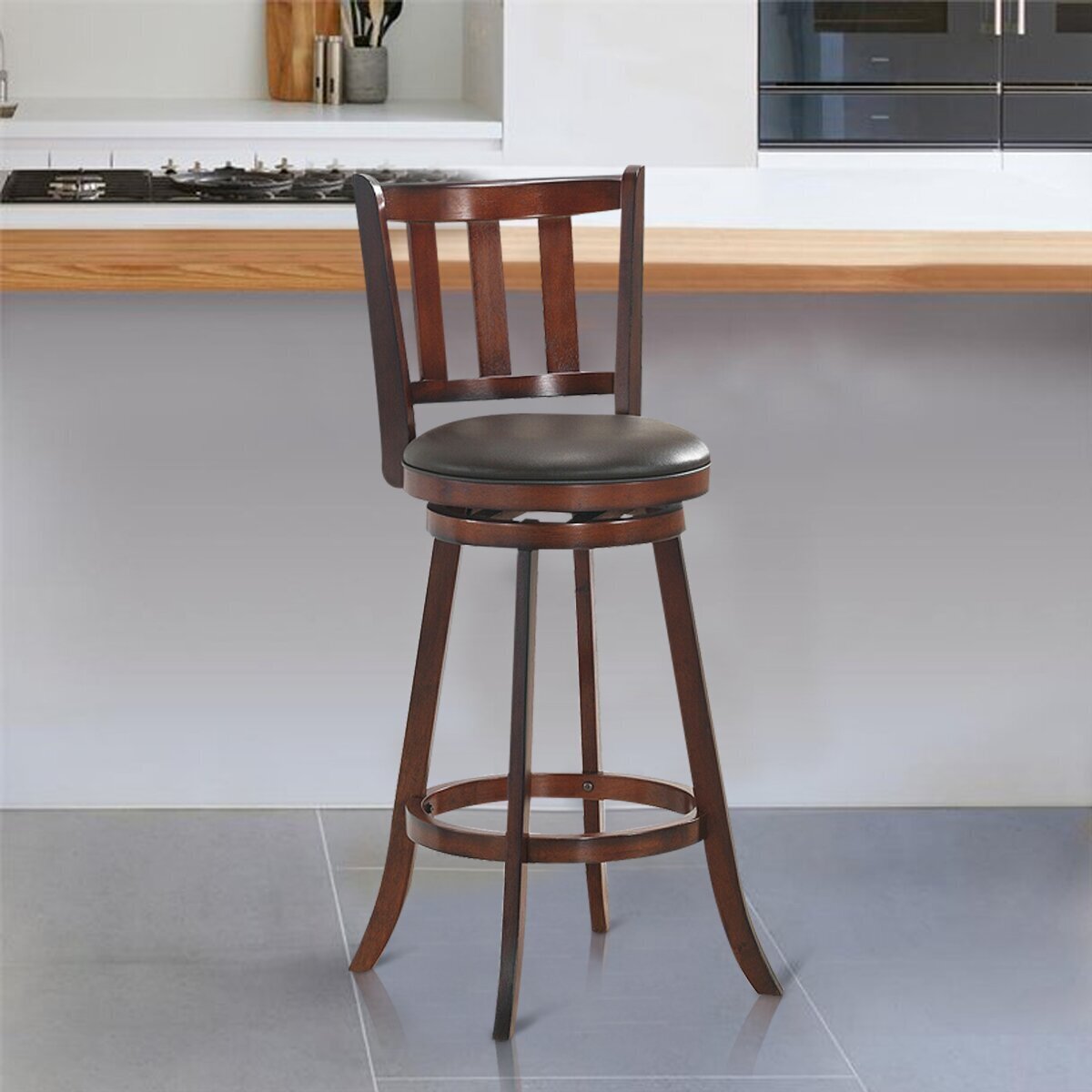 Pub style wooden barstools with back and padded seat